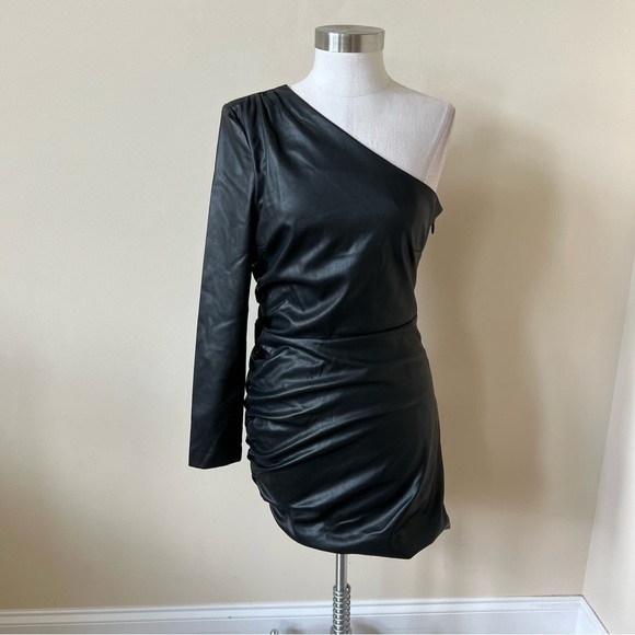 New! Likely Serena vegan leather one shoulder dress 14508 - Picture 3 of 14